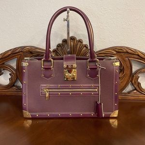 Louis Vuitton Vintage Suhali Le Fabuleux in Prune Leather Gold LV Bag Tote